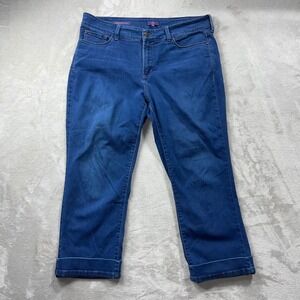 NYDJ Marilyn Straight Jeans Womens 14P Blue Cropped Stretch Denim Pants
